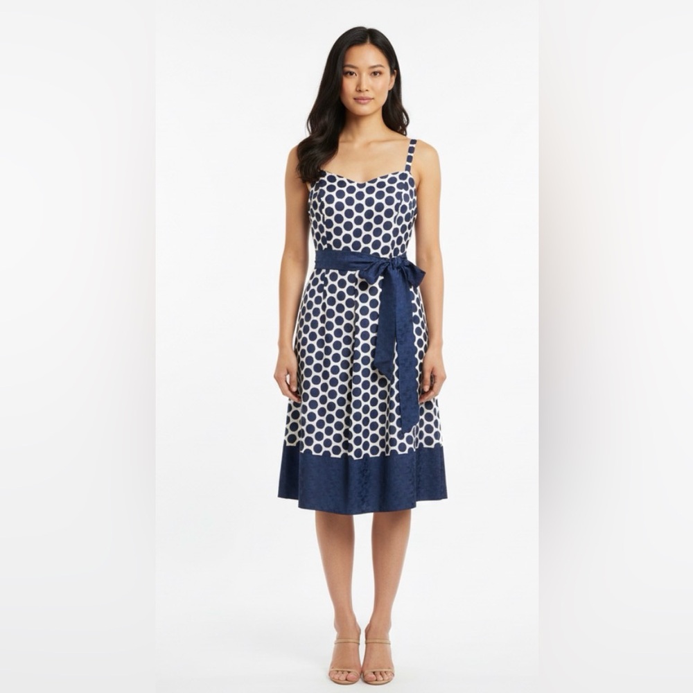 Dress  NWOT polka dot navy blue and white 
Size EU 46 US 14